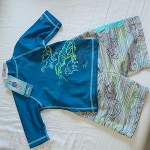 UV SKINZ SWIM-TRUNKS-RASH GUARD-HAT COMBO-BOYS SWIMSUIT-BOYS SWIM-DINO SWIM